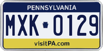 PA license plate MXK0129