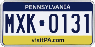 PA license plate MXK0131