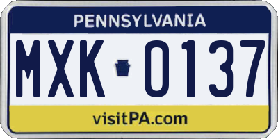 PA license plate MXK0137