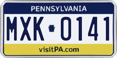 PA license plate MXK0141