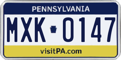 PA license plate MXK0147