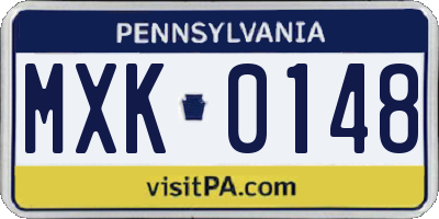PA license plate MXK0148
