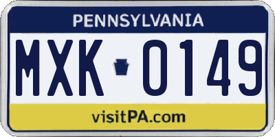 PA license plate MXK0149