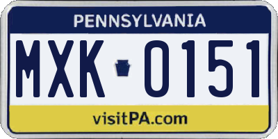 PA license plate MXK0151