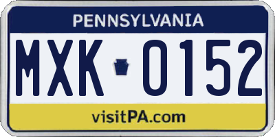 PA license plate MXK0152