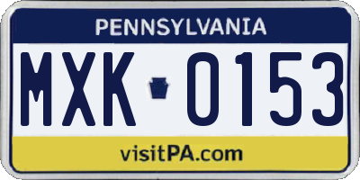 PA license plate MXK0153