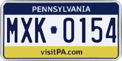 PA license plate MXK0154
