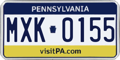 PA license plate MXK0155