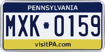 PA license plate MXK0159