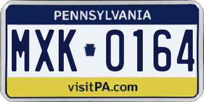PA license plate MXK0164