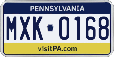 PA license plate MXK0168