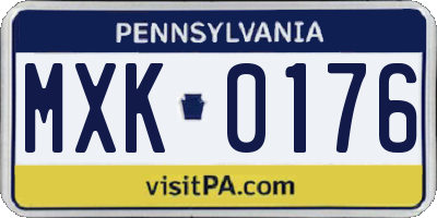 PA license plate MXK0176