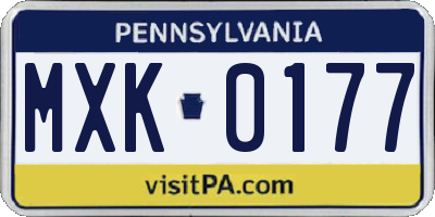 PA license plate MXK0177