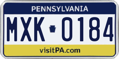 PA license plate MXK0184