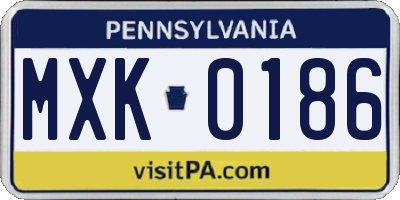 PA license plate MXK0186