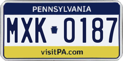 PA license plate MXK0187