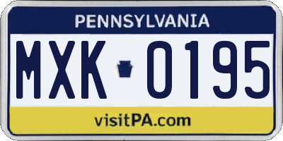 PA license plate MXK0195