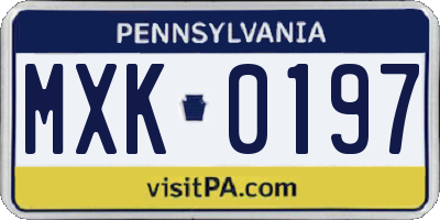 PA license plate MXK0197