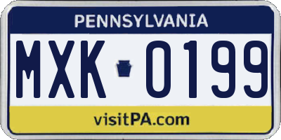 PA license plate MXK0199