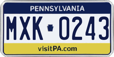 PA license plate MXK0243