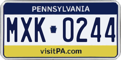PA license plate MXK0244