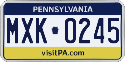 PA license plate MXK0245