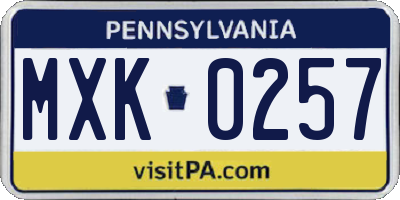 PA license plate MXK0257