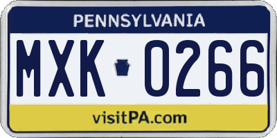 PA license plate MXK0266