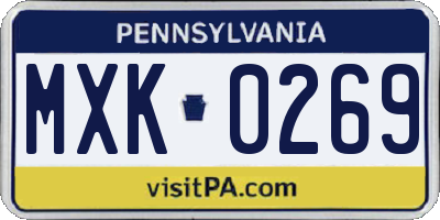 PA license plate MXK0269