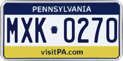 PA license plate MXK0270