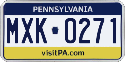 PA license plate MXK0271