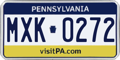PA license plate MXK0272