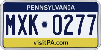 PA license plate MXK0277