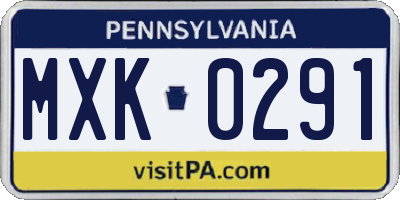PA license plate MXK0291