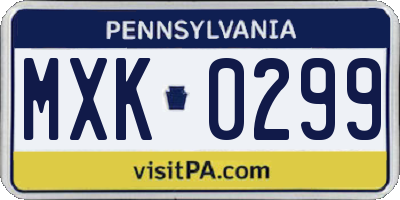PA license plate MXK0299