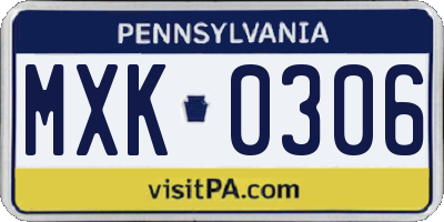 PA license plate MXK0306