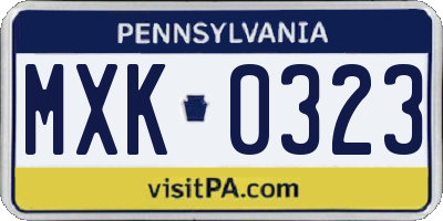 PA license plate MXK0323