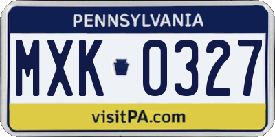 PA license plate MXK0327