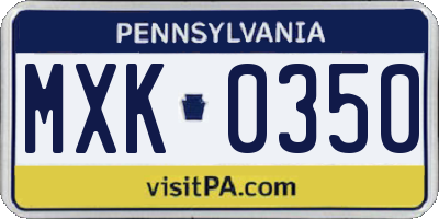 PA license plate MXK0350