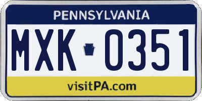 PA license plate MXK0351
