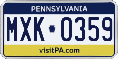 PA license plate MXK0359