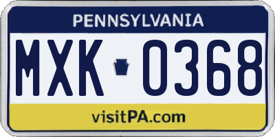 PA license plate MXK0368