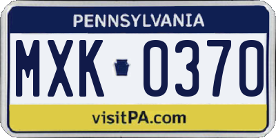 PA license plate MXK0370