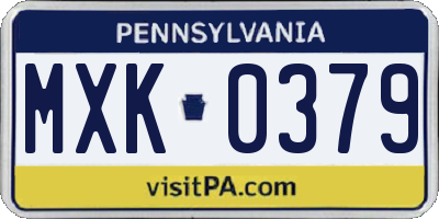 PA license plate MXK0379