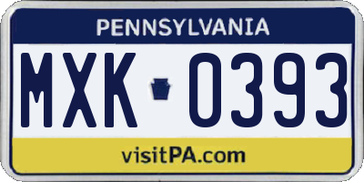 PA license plate MXK0393