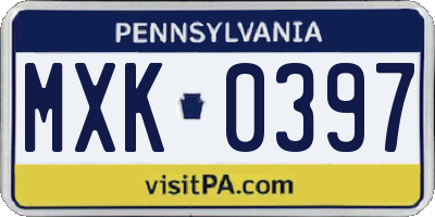 PA license plate MXK0397