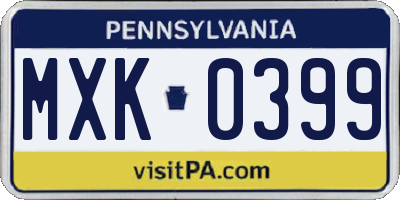 PA license plate MXK0399