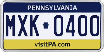 PA license plate MXK0400