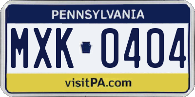 PA license plate MXK0404