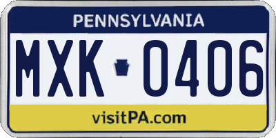 PA license plate MXK0406